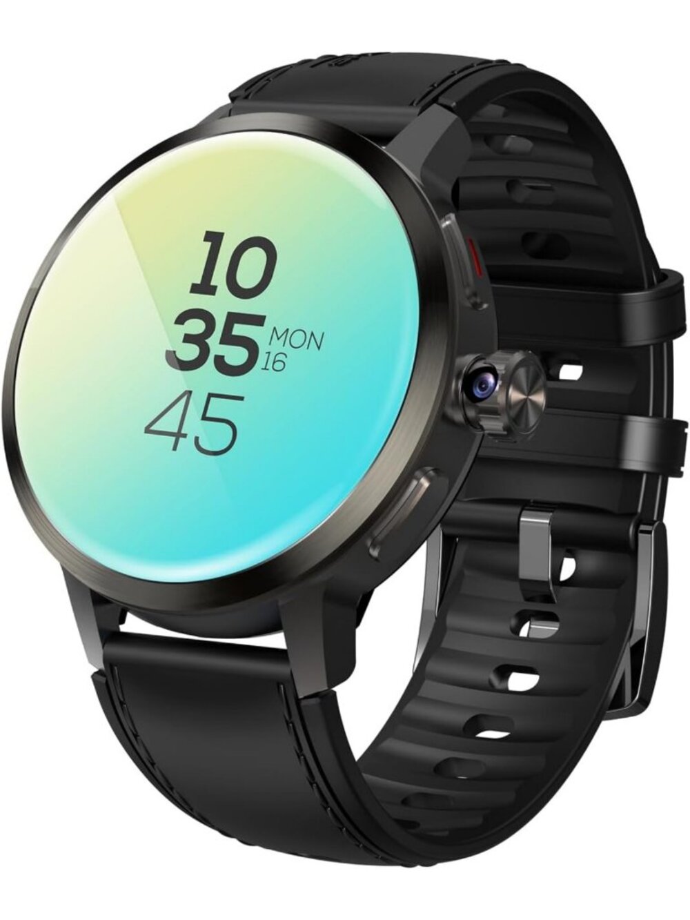 4G Smartwatch with Rotating Camera, AMOLED Screen, GPS, Fitness Tracker - Black